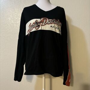 Harley Davidson Long Sleeve T-Shirt Vintage Stitching Patches Womens XL